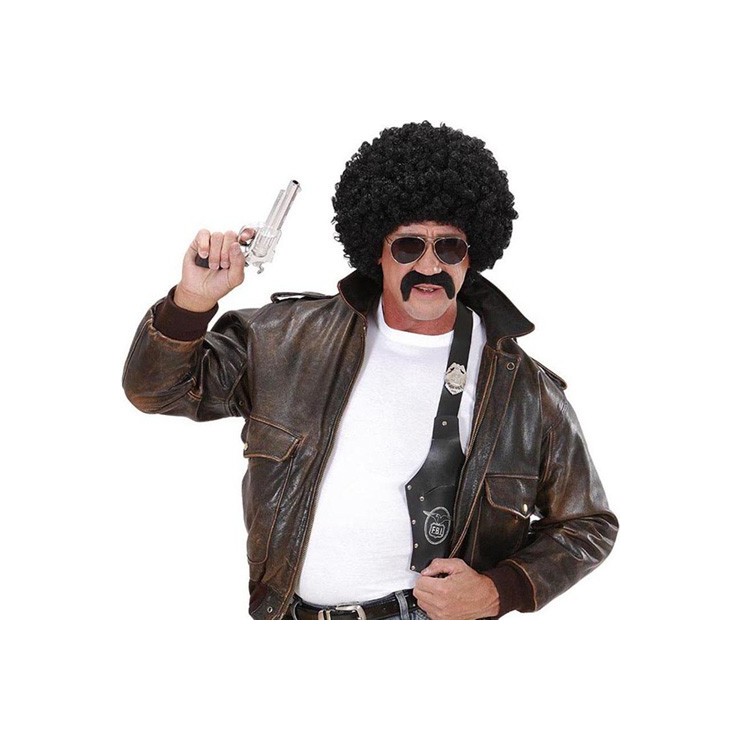 Perruque 70's flic + moustache + lunettes
