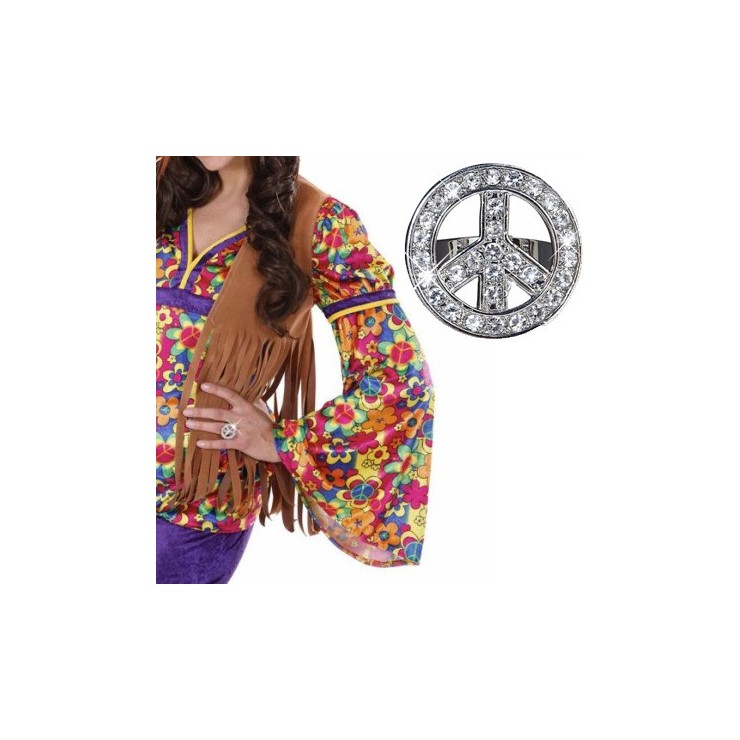 Bague peace & love strass