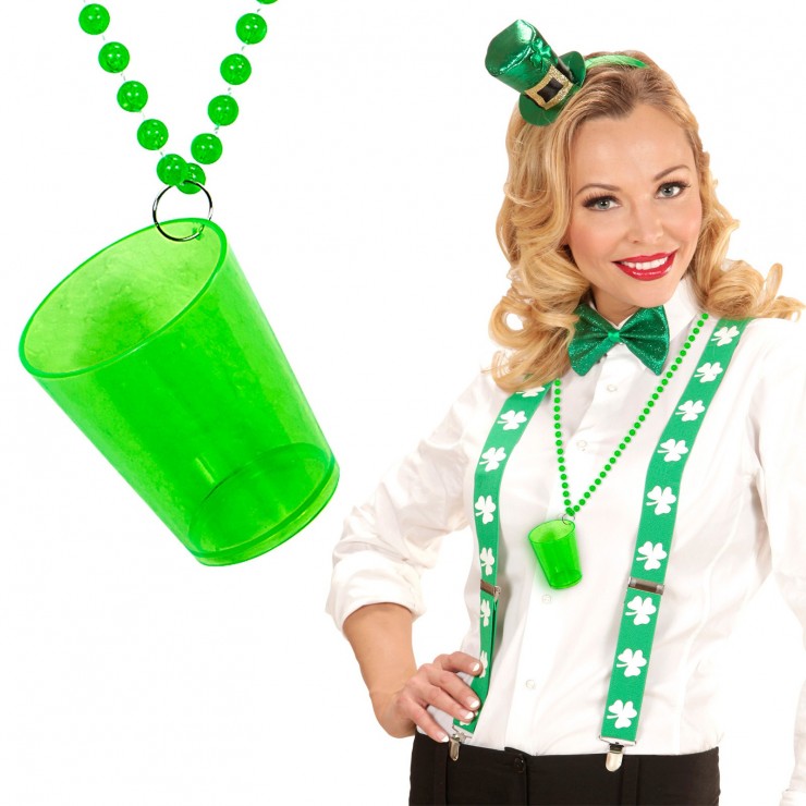 Collier verre à shot vert