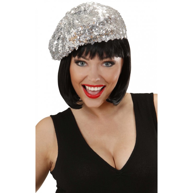 Béret pailleté argent