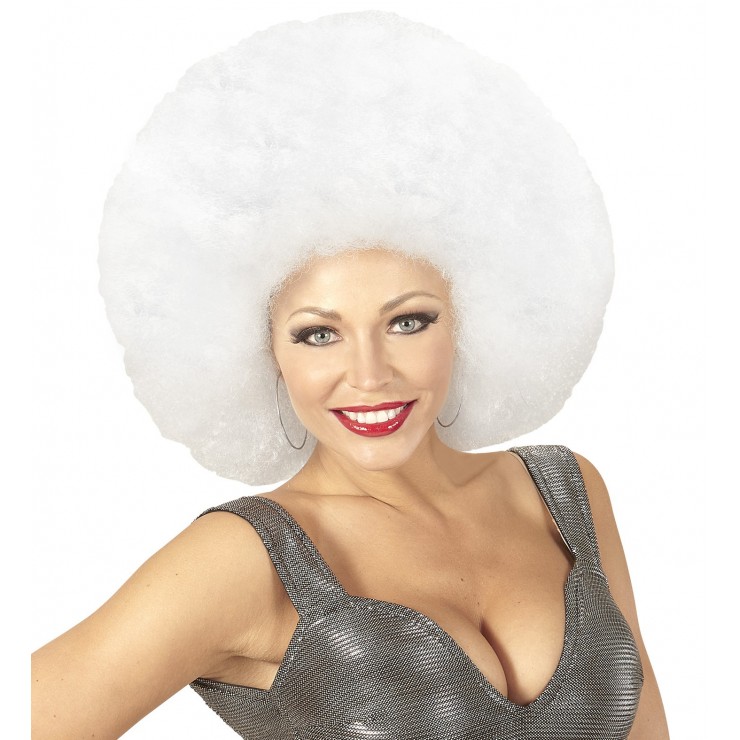 Perruque afro blanche extra volume