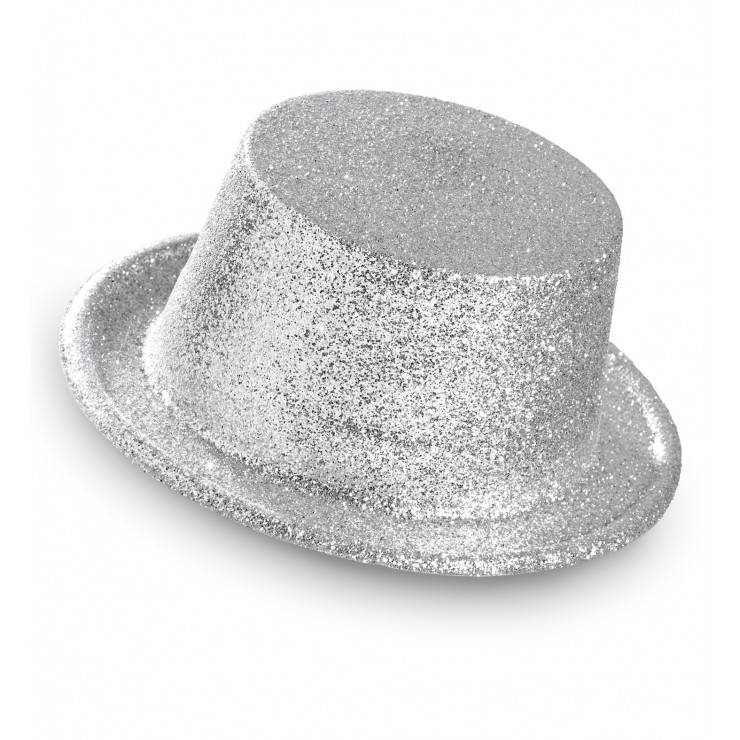 haut de forme pailleté argent