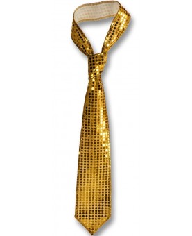 Grande cravate pailletée or