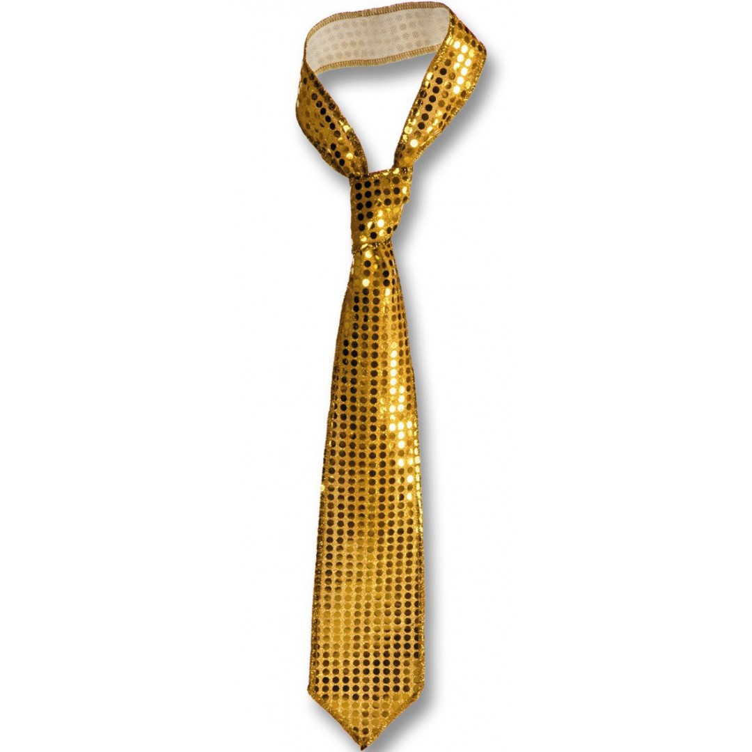 Grande cravate pailletée or