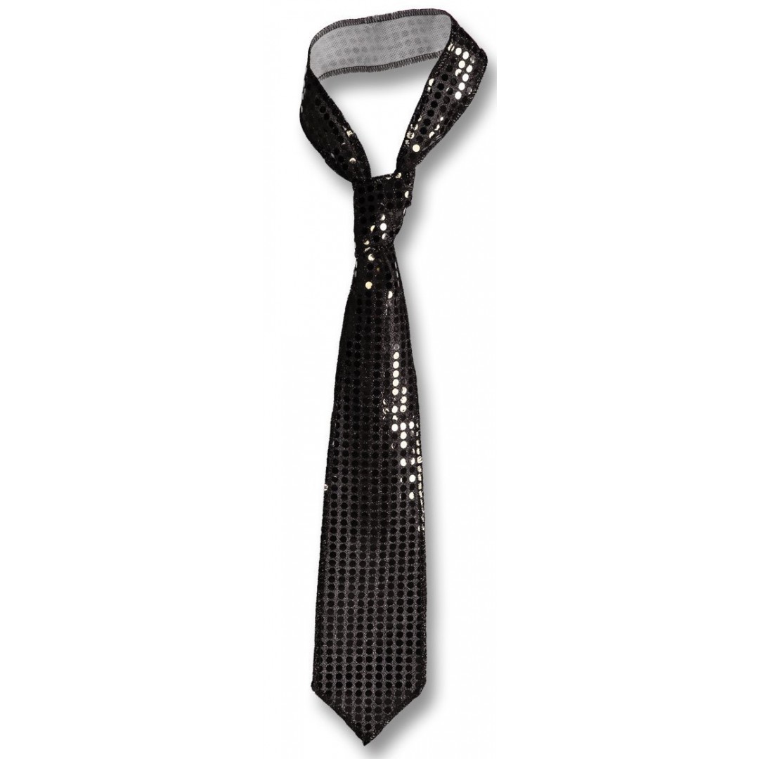 Grande cravate pailletée noire