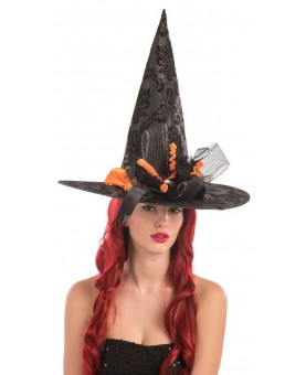 Chapeau de sorcière noir et orange